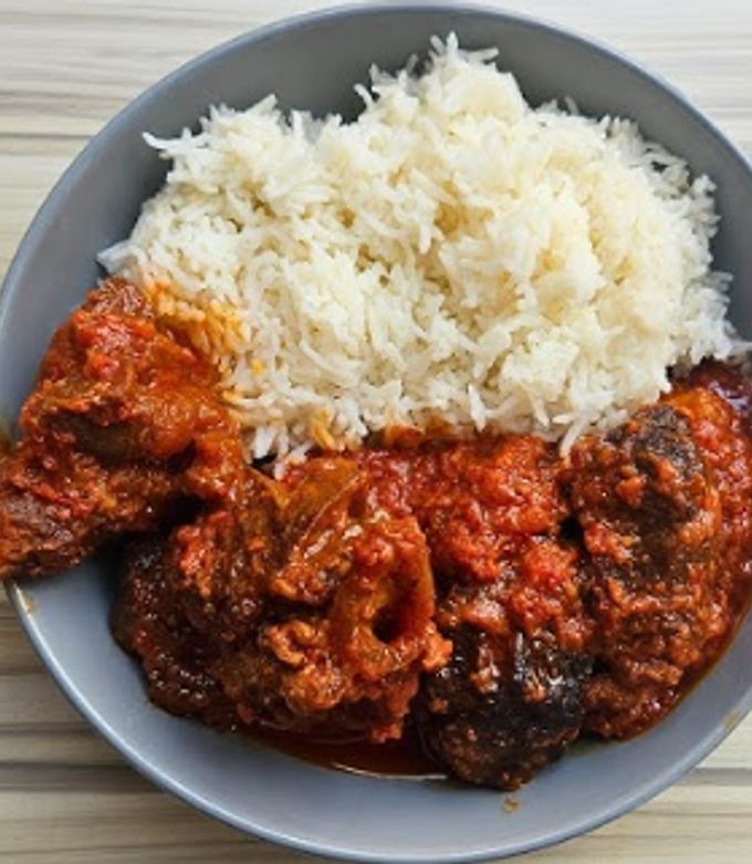 White Rice and stew, Chicken 